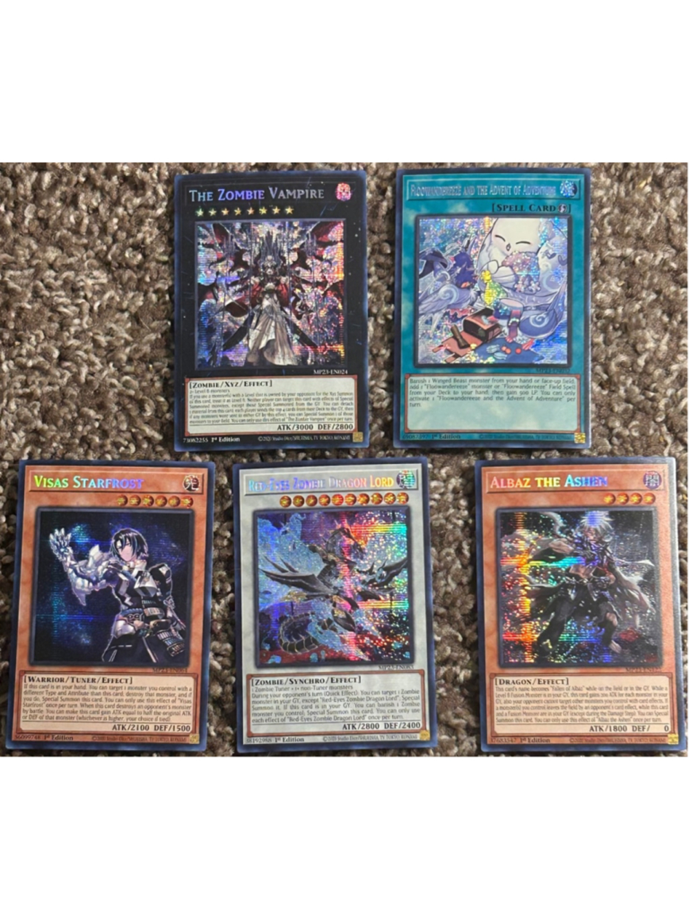 YuGiOh 5 Card Lot The Zombie Vampire Albaz Visas RedEyes Floowandereeze MP23